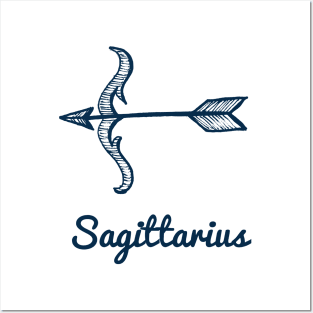 Sagittarius Zodiac Horoscope with Arrow Bow with Flower Sign and Name Posters and Art